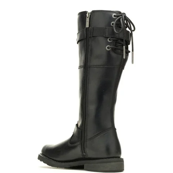 Harley Davidson Women's Kirtland Riding Boot - Black Knee High Leather - Picture 12 of 13